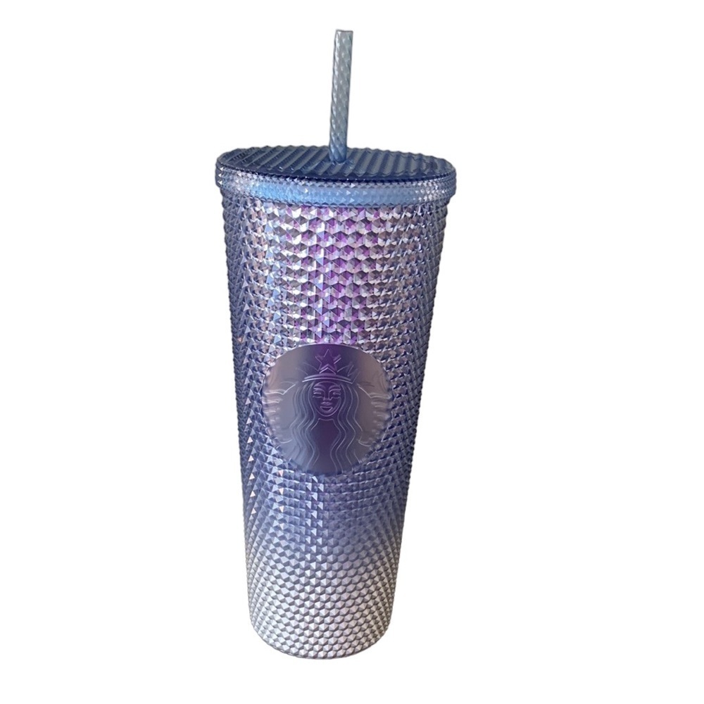 Starbucks Blue‎ Silver Icicle Ombre Bling Studded Venti 24 Oz Tumbler 2023 NWT